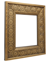 Ornate Metallic Frame with Lustrous Gold Border and Intricate Patterns Isolated On Transparent Background png