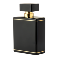 Elegant Matte Black and Gold Perfume Bottle with Minimalist Design Isolated On Transparent Background png