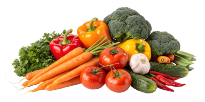 Fresh Assorted Vegetables with Vibrant Colors and Textures on Transparent Background png