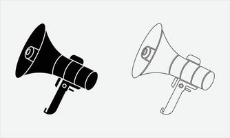 Silhouette loudspeaker icon illustration, easy to customizable file, black and white color layout vector