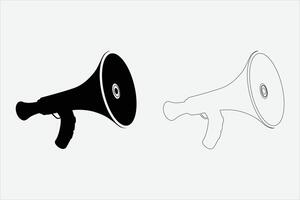 Line art loudspeaker icon illustration, easy to customizable file, black and white color vector