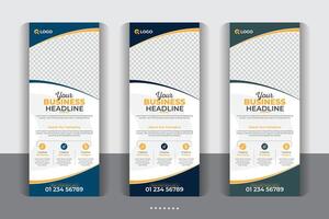 Business agency business pull up vertical display banner, Modern and stylish rollup banner design, luxury creative rollup, unique pull up banner template design. vector