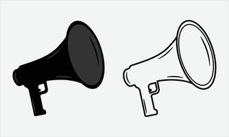 Megaphone silhouette illustration with line art Megaphone premium , fully editable layout easy to customizable vector