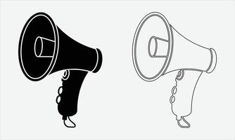 Customizable megaphone illustration, line art black and white color variation vector