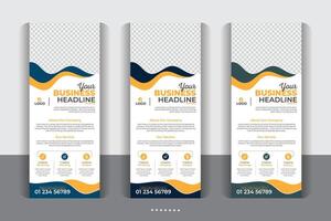 Vertical display banner, Abstract rollup banner design, modern creative rollup, unique pull up banner template design. vector