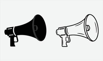 Loudspeaker megaphone silhouette illustration with line art Megaphone premium , fully editable layout easy to customizable vector