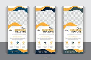 Large size vertical display banner, Abstract rollup banner design, modern creative rollup, unique pull up banner template design. vector