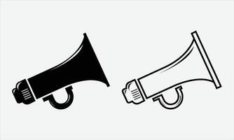 Loudspeaker megaphone silhouette illustration with line art Megaphone premium , fully editable layout vector