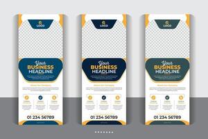 Unique layout Large size vertical display banner, Modern and stylish rollup banner design, modern creative rollup, unique pull up banner template design. vector