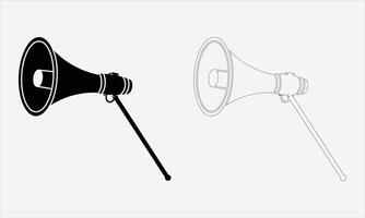 Line art loudspeaker icon illustration, easy to customizable file, black and white color layout vector