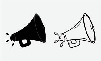 Megaphone silhouette illustration with line art Megaphone premium , fully editable layout vector