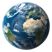 Realistic 3D Earth Render Detailed View of Continents and Ocean Isolated on Transparent Background png