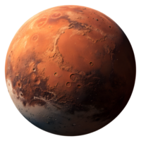 Mars Surface Depiction Rocky and Rust-Colored Terrain with Craters on Transparent Background png