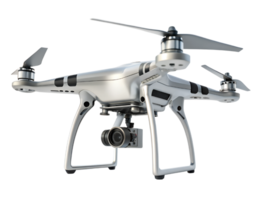 High Tech Futuristic White Drone with Integrated Camera Isolated on Transparent Background png