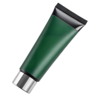 Elegant Deep Green Soft Tube Packaging with Shiny Silver Cap on Transparent Background png