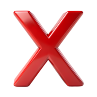 3D Render Red Cross X Mark Isolated On Transparent Background png