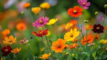 Image of colorful flowers are shown in a field photo