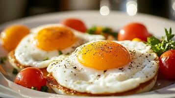 A plate of eggs and tomatoes photo