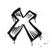Spray painted graffiti check mark in black over white. X symbol. isolated on white background. vector
