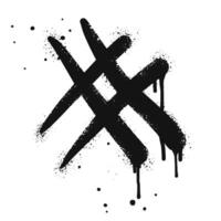 Doodle element hashtag icon. Spray painted graffiti hash tag symbol in black over white. isolated on white background vector