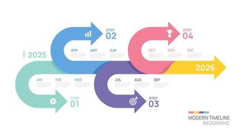 Business step timeline infographic arrow template. element timeline diagram calendar. vector
