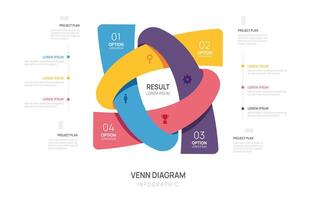 Venn diagram infographic chart template for business start up presentation illustration vector