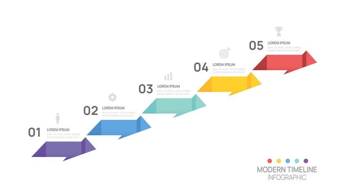 Infographics arrow symbol timeline business 5 steps to success template