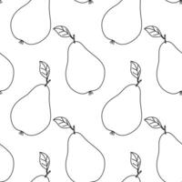 Simple black and white pattern of pears on a white background creating a minimalistic design vector
