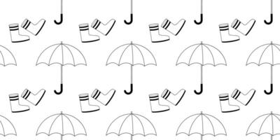 Fun and playful pattern featuring umbrellas and galoshes on a white background vector