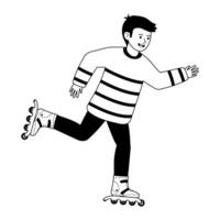 Young person practicing roller skating with a joyful expression in a casual outfit vector