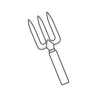 Garden fork tool used for soil cultivation and preparation in an urban garden setting vector