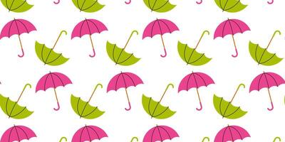 Colorful pattern of umbrellas and leaves on white background for vibrant design projects vector