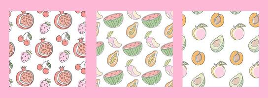 Colorful fruit patterns create playful design for crafting and textiles vector