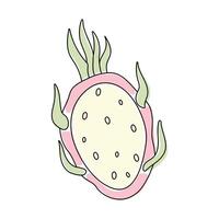 Unique dragon fruit with vibrant green leaves displayed against a clean white background vector