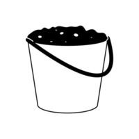 Bucket filled with sand or soil resting on a plain background vector
