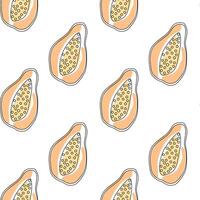 Repeated pattern of papaya fruits on a white background showcasing tropical themes vector