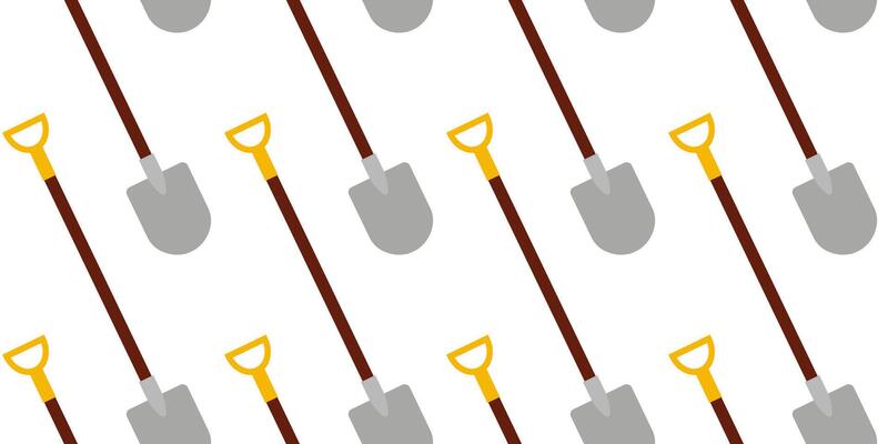 Shovels arranged in a repeating pattern showcasing gardening tools for outdoor work
