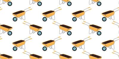 Colorful wheelbarrows arranged in a repeating pattern suitable for crafts or designs vector