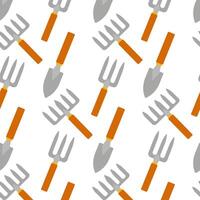Garden tools pattern showing trowels and rakes in a bright and cheerful design vector