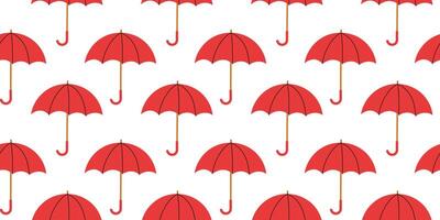 Pattern of red umbrellas on a white background for design and decoration purposes vector