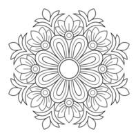 Abstract mandala or whimsical snowflake line art design or coloring page vector