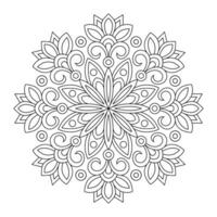 Easy Mandala Black and White Circle Outline colouring book page, file vector