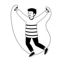Child enjoys playful activity while skipping with a rope vector