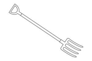 Gardening tool with a three-pronged fork and hoe for soil cultivation and planting vector