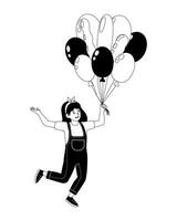 Enjoying a joyful day outdoors with colorful balloons in hand vector