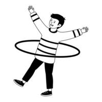 Child enjoys hula hooping with joy in a playful indoor setting vector