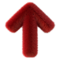 3D Red Fuzzy and Fluffy Arrow Shaped Design on Transparent Background png
