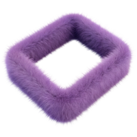 3D Purple Fluffy Rectangle Shape with Fur Effect Isolated on Transparent Background png