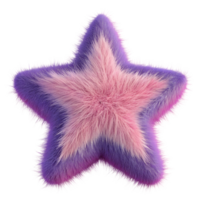 Fluffy Purple and Pink Star Shape with Soft Fuzzy Texture on Transparent Background png