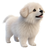 Playful Fluffy White Dog with Expressive Eyes Isolated on Transparent Background png